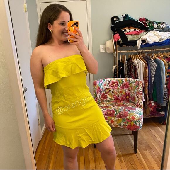 A.L.C. Neon Yellow Strapless Mini Dress 6 - Picture 2 of 8